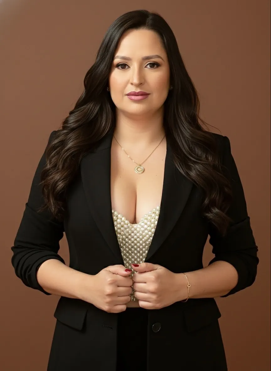 Débora Teodoro de blazer preto